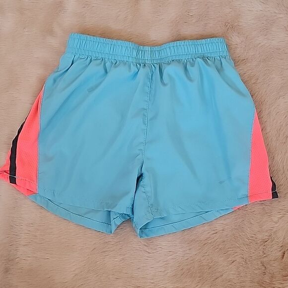 NIKE DRI-FIT 2-IN-1 LIGHT BLUE AND CORAL RUNNING SHIRTS, SIZE 4 - Picture 1 of 5
